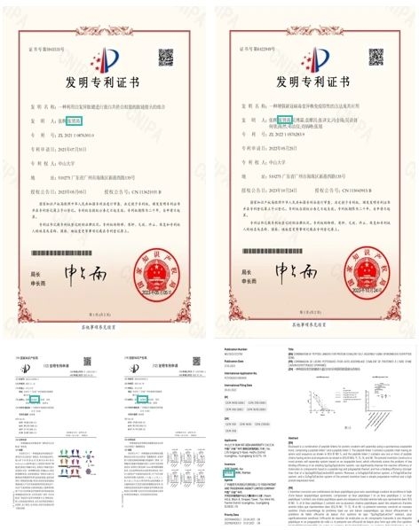 申请5项国家发明专利以及2项国际PCT专利, 获批2项国家发明专利(其中1项已转化)